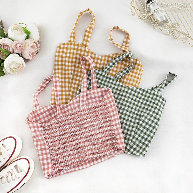 Женский комплект из двух предметов HELIAR клетчатые рубашки без рукавов и юбки с