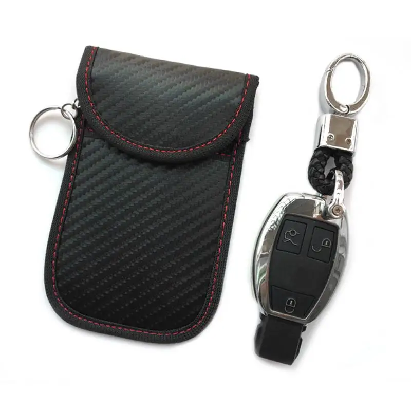 

Black Carbon Fiber Anti-Theft Car Shield Remote Control Key Set Rfid Electromagnetic Shielding Key Package Car Accessories
