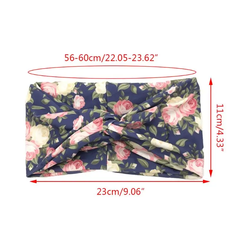 

Women Boho Yoga Sport Headband Vintage Paisley Sunflower Print Elastic Hairband Twist Knotted Running Workout Head Wrap