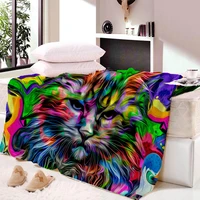 animal cat dog wolf fleece blanket men 3d cartoon blanket warm super soft flannel office nap blanket sofa bedding