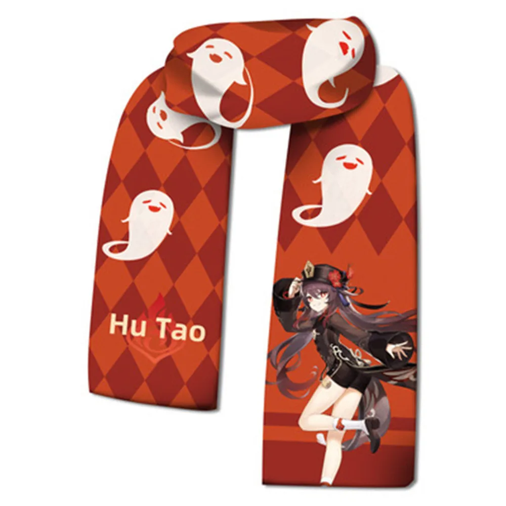 

Anime Genshin Impact Warm Scarfs Hu Tao Cosplay Costume Halloween Props Cartoon Scarf Plush Gift Accessories