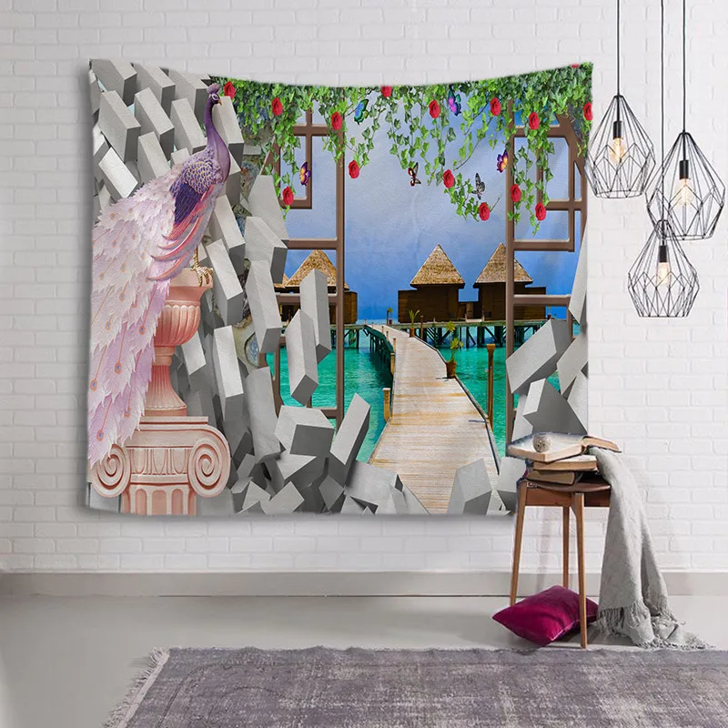 Красивый пейзаж на весну гобелен гостиная кровать комната печать домашний деко