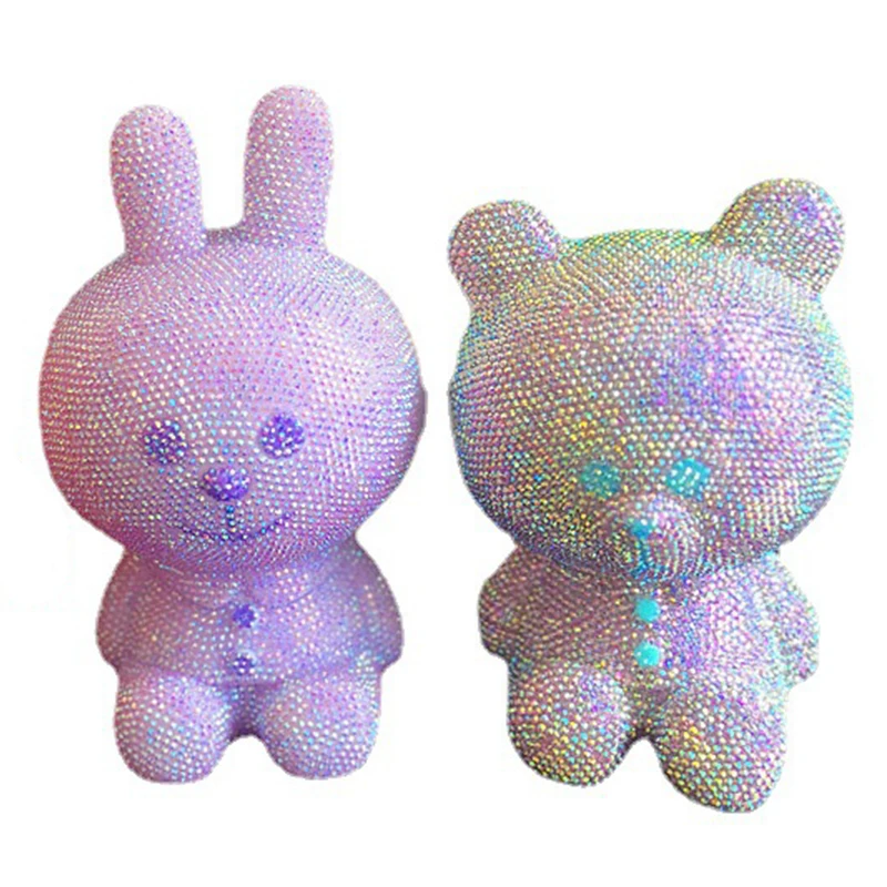

2022 Hot Crystal Bear Doll Piggy Bank 5D DIY Diamond Painting Crystal Animal Bear Rabbit Mosaic Embroidery Kid Gift Home Decor