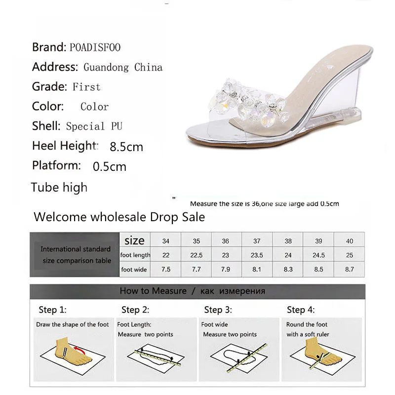 LEOPRAD LAND/женские шлепанцы со стразами Женские сандалии на танкетке Пикантные