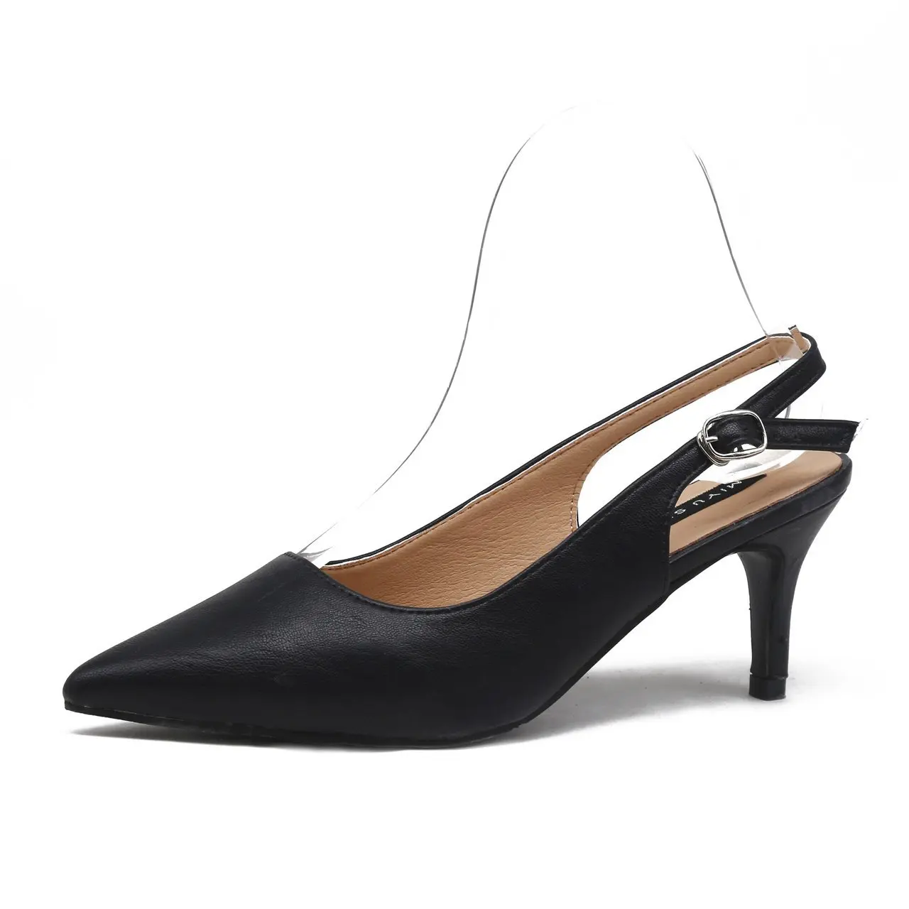 Туфли-лодочки женские с острым носком босоножки ремешком на пятке высокий каблук