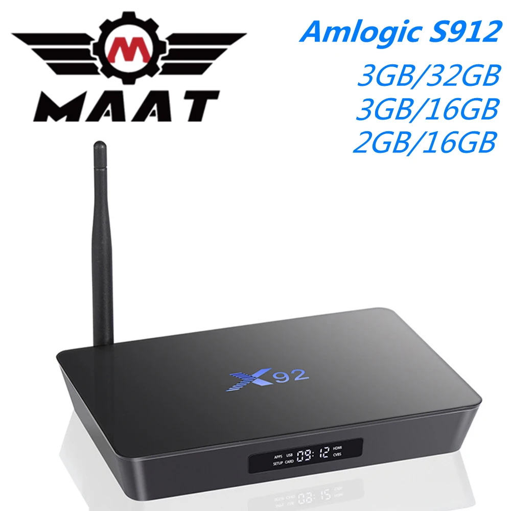 ТВ приставка MAAT X92 3 ГБ ОЗУ 32 Android 7 1 смарт медиаплеер Amlogic S912 Гб 16 Восьмиядерный 5G Wifi