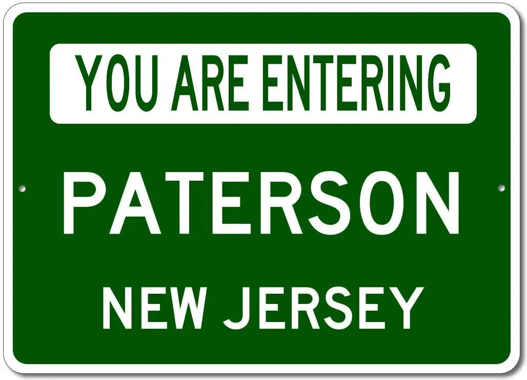 

JUCHen Paterson New Jersey Metal Sign Aluminum Sign for Wall Plaque Poster Cafe Bar Pub Gift 8 X 12 INCH
