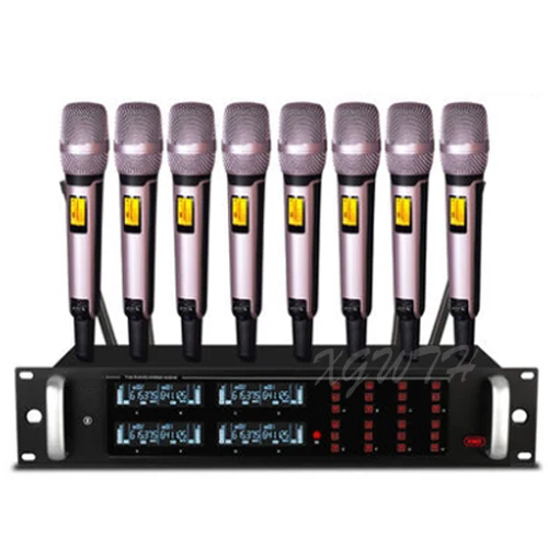 Rose Gold Microphone UHF Цифровой Регулируемый Частотный анти-вой 8 Ручной беспроводной микрофон система для сцена, Караоке динамический кардиоидный микрофон 800CH - Цвет: Rose Gold Microphone
