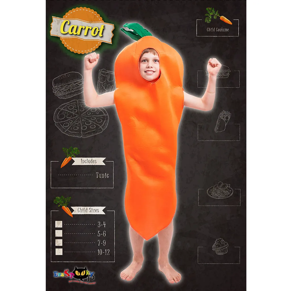 Хэллоуин Морковь костюм овощей для детей ясельного возраста Нарядное платье