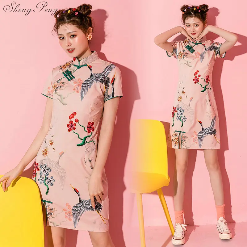 2019 очаровательное традиционное платье Ципао с китайским воротником стойкой