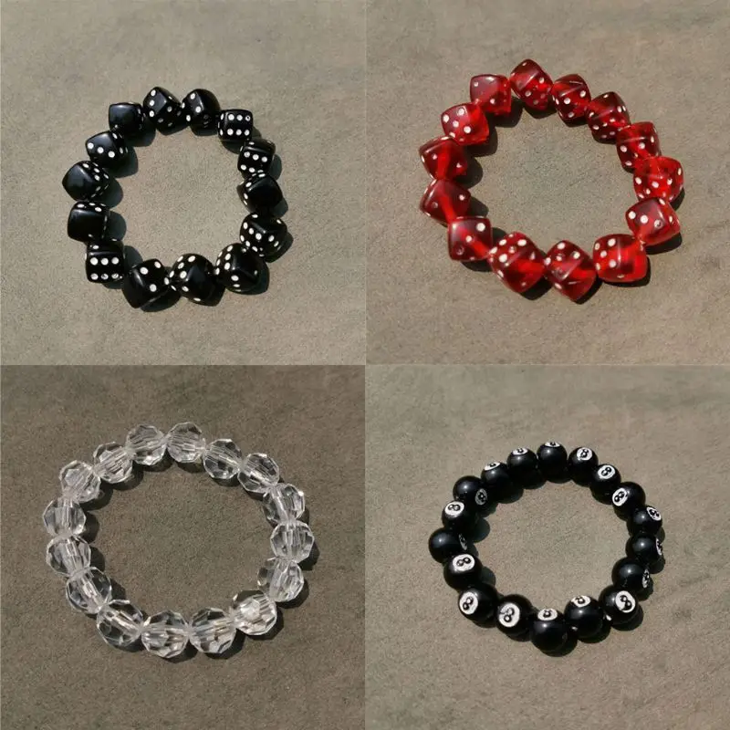 Красочные акриловые бусины в виде игральных костей стрейч браслеты смешная игра