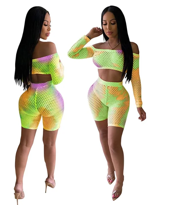 Женские сетчатые облегающие комплекты новый стиль 2020 пикантный укороченный топ