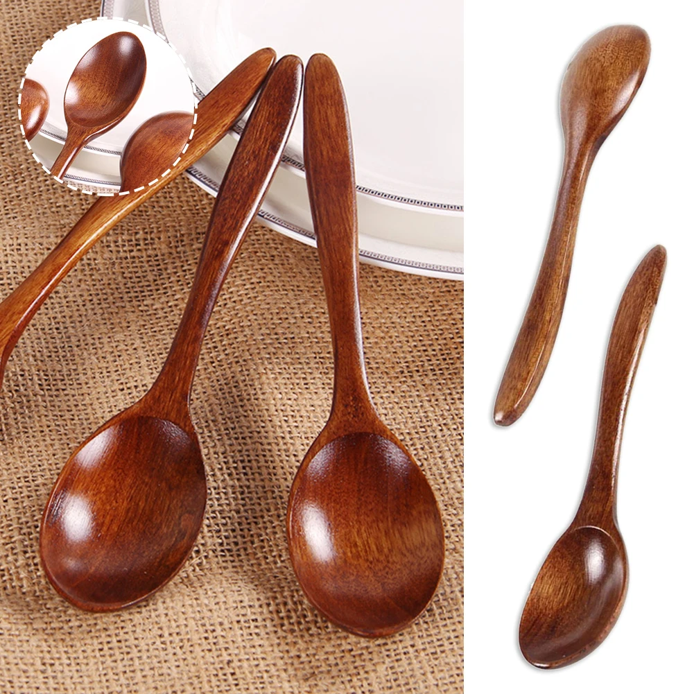 

1/3PCS Small Wood Spoon Long Handle Wooden Soup Spoon for Eating Stirring Coffee Mixing Honey Sugar Home Kitchen Spoon