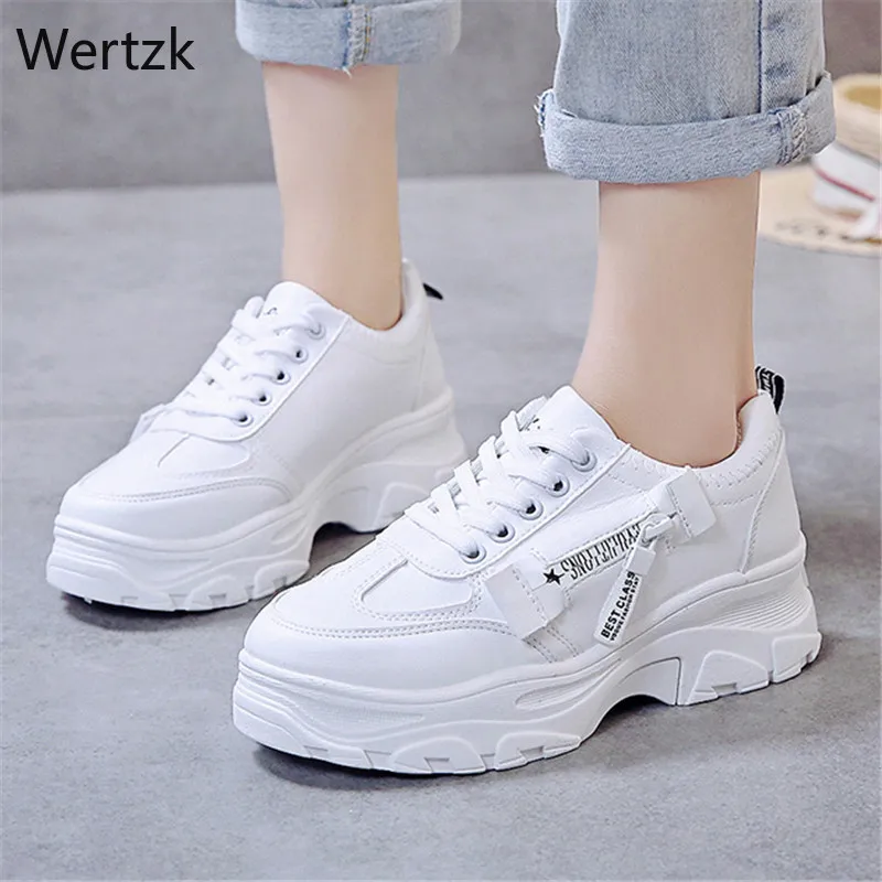 2019 новые повседневные женские кроссовки обувь на платформе со шнуровкой женская