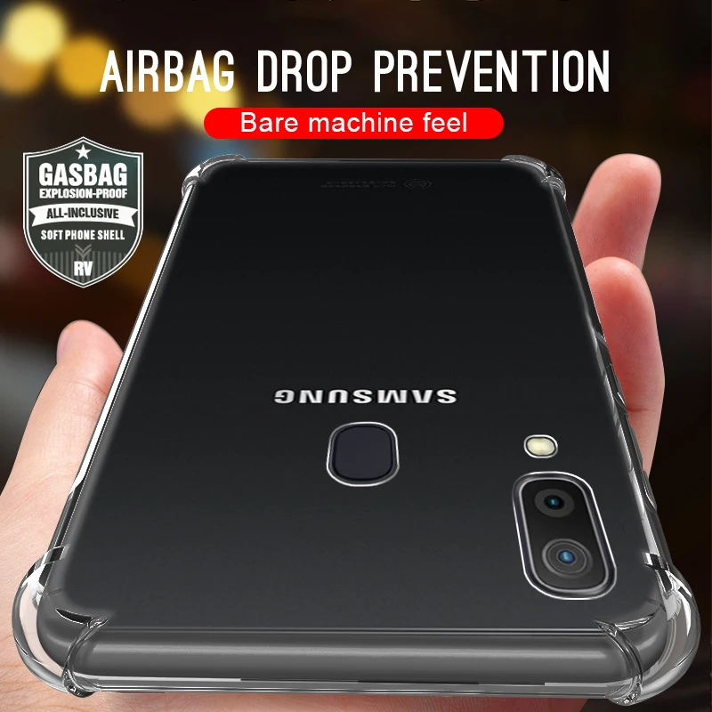 Новый противоударный мягкий ТПУ защитный чехол для samsung A10 A20 A30 Прозрачный
