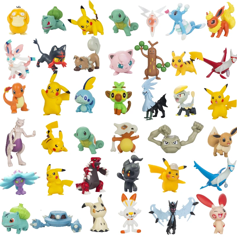 

Pokemon Figures Dolls Collection Pikachu Bulbasaur Charmander Cartoon Series Anime Model Ornaments Toys Kids Birthday Gift
