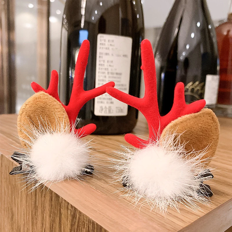 

2pcs/set Christmas Hair Clips For Girls Cute Deer Ear Hairpins Hairgrips Antler Hairpin Barrette Kids Christmas Hair Accessories
