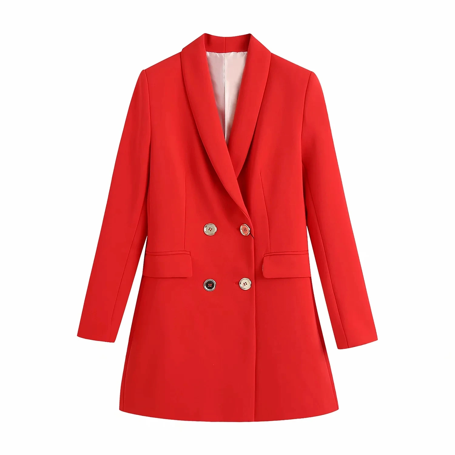

Xitimeao Women Spring Autumn Fashion Double Breasted Red Slim Long Blazers Coat Vintage Long Sleeve Female Outerwear