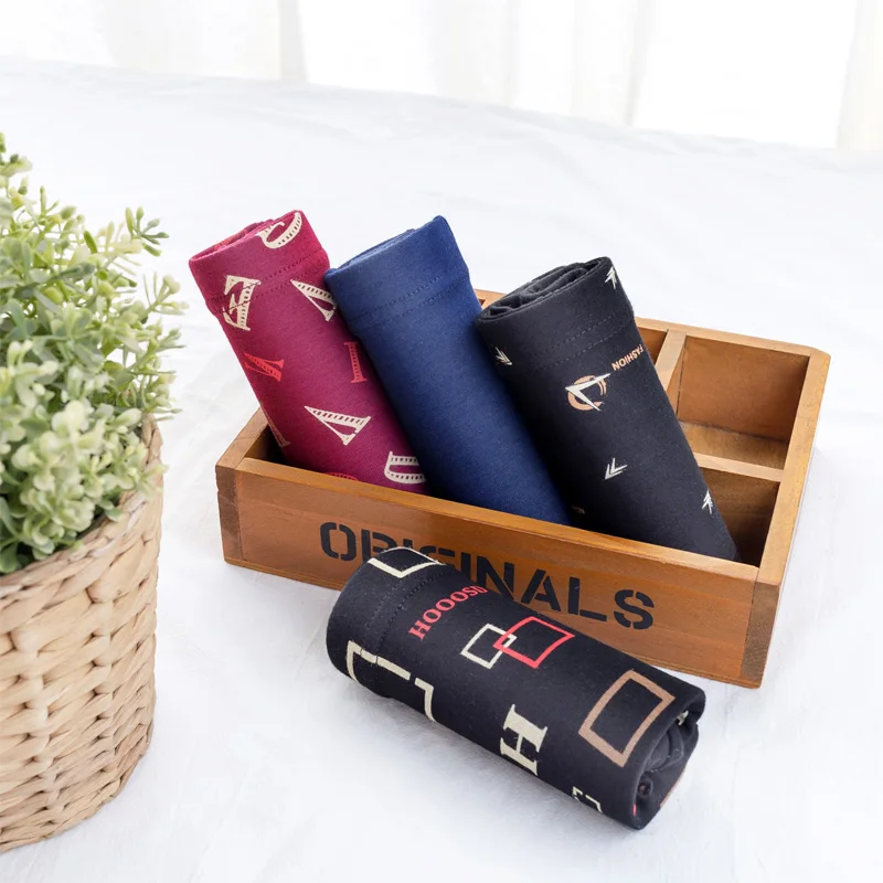 4pcs/ot New Pattern Men's underwear Boxers For Fashion print Men Boxer Shorts Mid-Rise Cotton breathabe Mae Boxers shorts