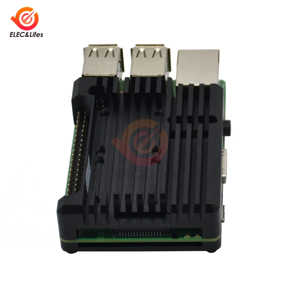 Для Raspberry Pi 3 Model B + черный алюминиевый корпус с ЧПУ двойным охлаждающим