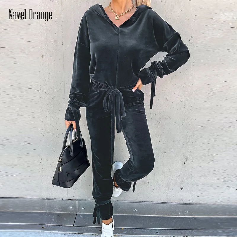 

Брюки-карандаш женские однотонные с карманами и капюшоном, на флисе