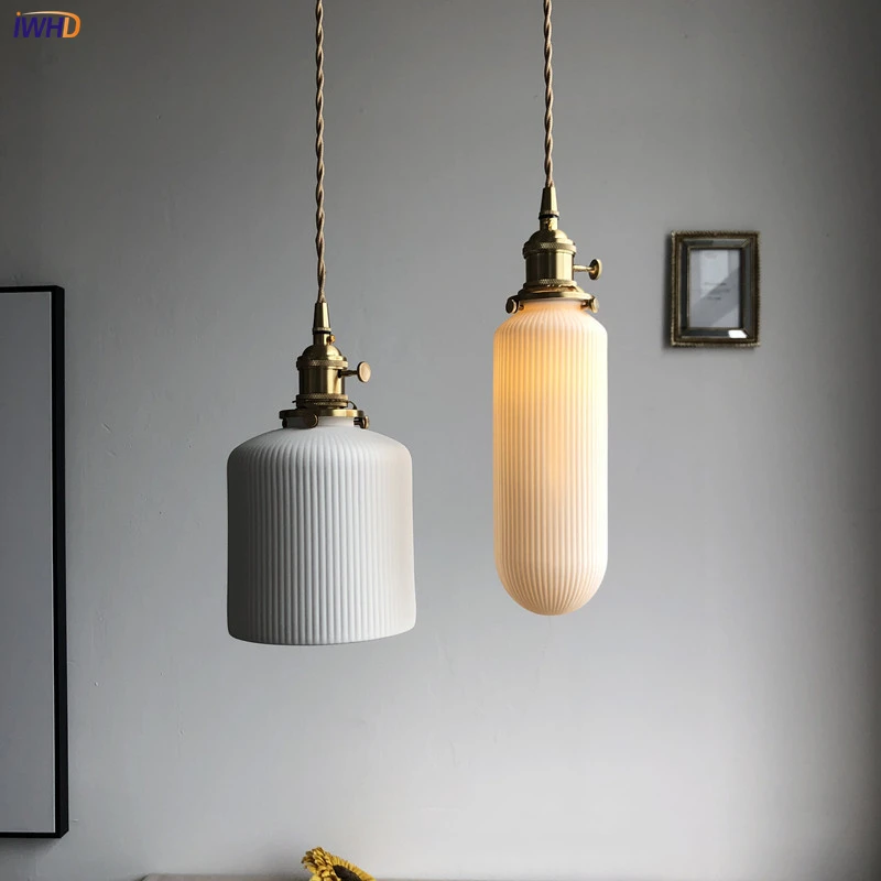 Post-Modern Pendant Lamp White Ceramics Hanging Lamp With Switch Vintage Nordic Pendant Lights For Home Living Room Decor Bar