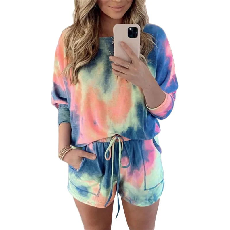 Женский спортивный костюм из двух предметов свитшот с градиентным принтом и