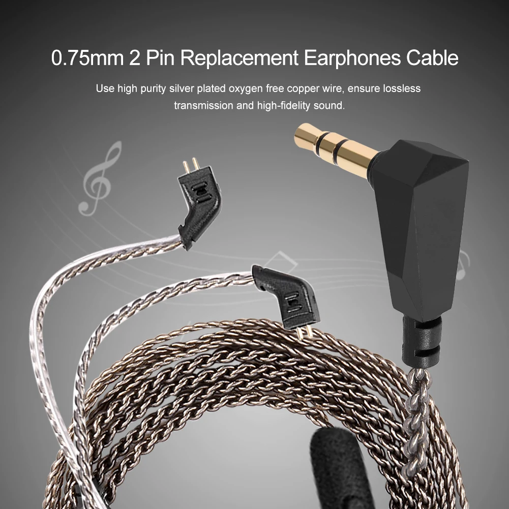 2 контактный чистый Медный провод кабель для наушников гибкий съемный аудио KZ ZST
