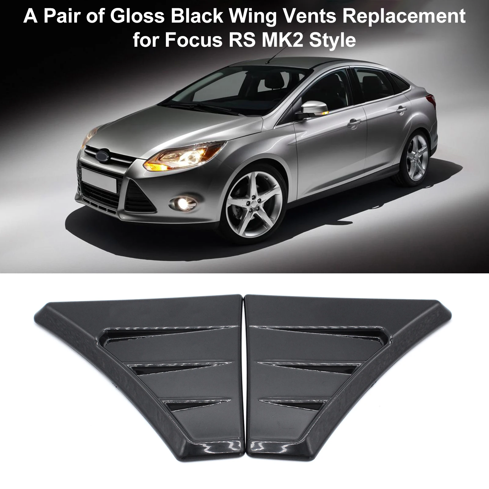 Пара глянцевых черных вентиляционных отверстий для Focus RS MK2 Стильный чехол