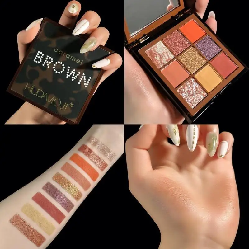 Палитра теней для век 9 цветов матовая жемчужная блестящая пудра косметика