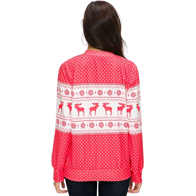 С оборками на Рождество с принтом оленя Длинные рукава красные свитшоты