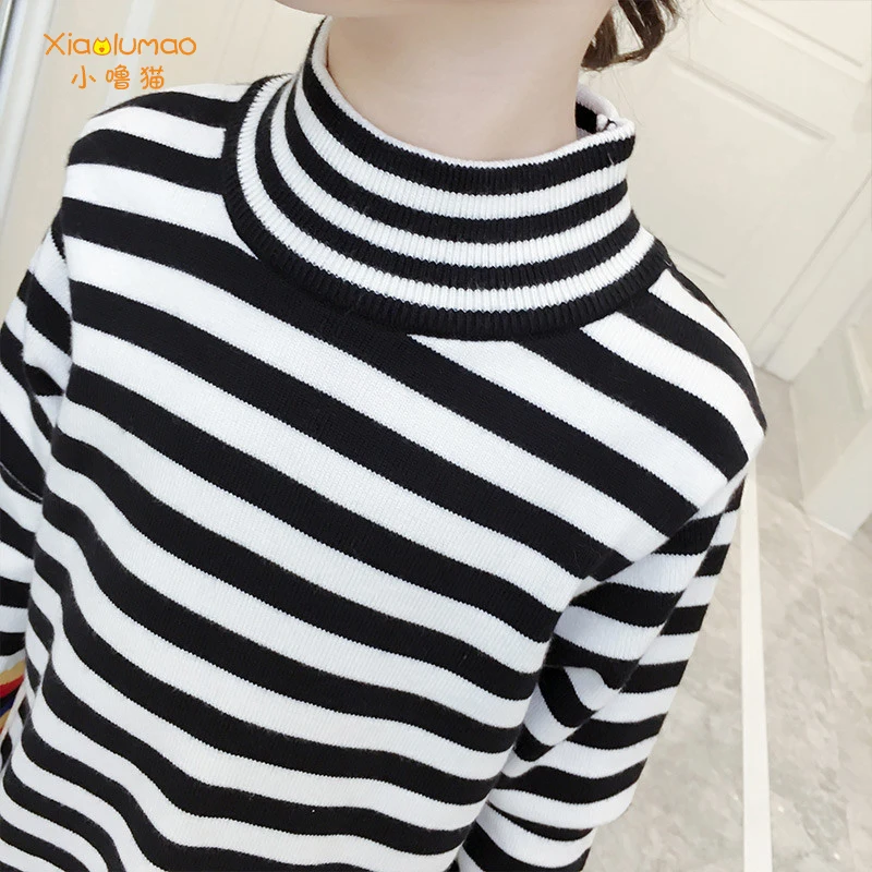 

Girls turtleneck sweater dress kids striped sweater dresses rainbow sweater dress for 5-8t girls kids warm long sleeve clothes