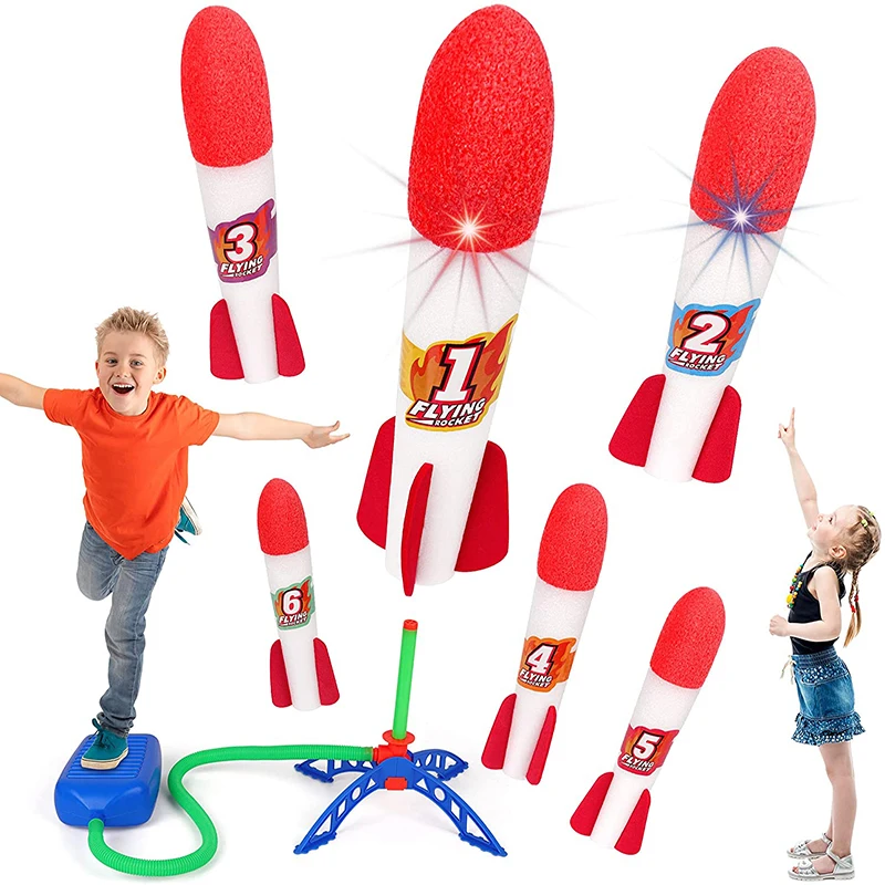 

Kids Air Pressed Stomp Rocket Pedal Games Outdoor Sports Kids League Launchers Step Pump Skittles Children Foot Family Game Toy