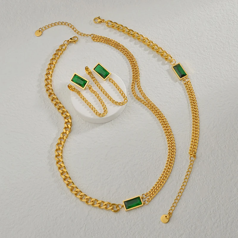 Новый модный зеленый камень ожерелье браслет костюм специально высокого