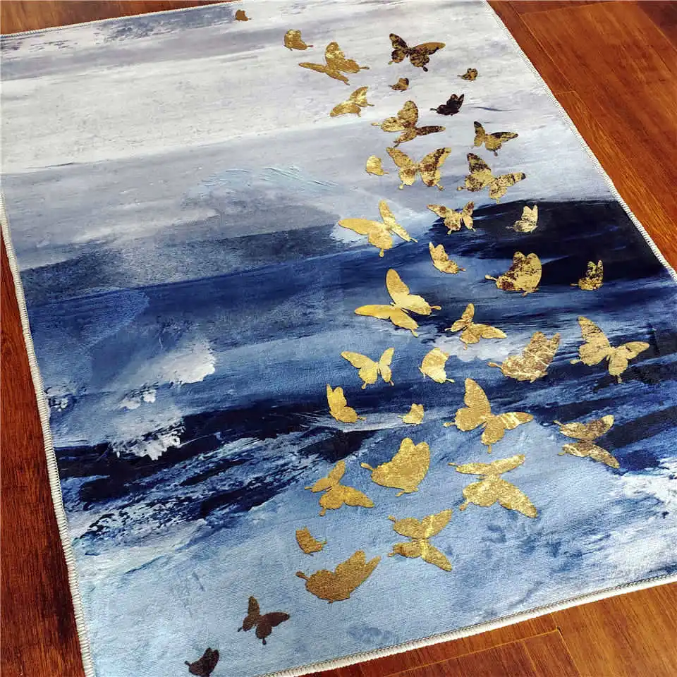 Скандинавский синий серый живопись Золотая искусственная кожа рядом с кофейным