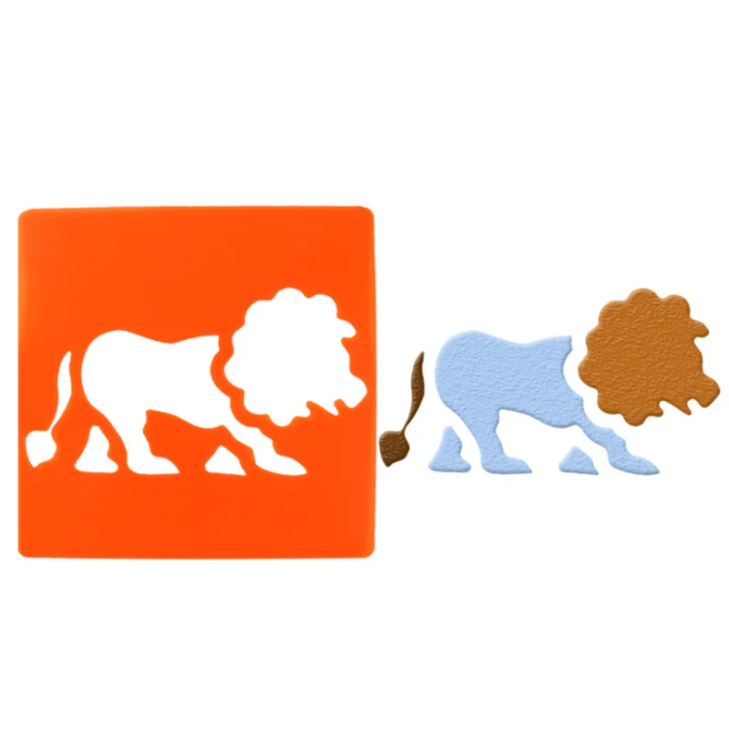 

Cartoon Cute Lion Painting Template Hand-painted Inkjet DIY Scrapbooking Stamp Coloring Embossing Stencil Decor Reusable 14*14cm