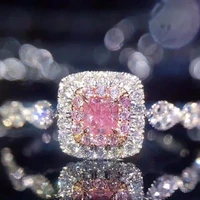 pink micro setting simulation diamond ring square diamond ladies ring