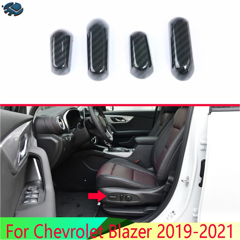 

For Chevrolet Blazer 2019-2021 Car Accessories Carbon Fiber Style Interior Inner Seat Adjustment Switch Knob Button Cover Trim