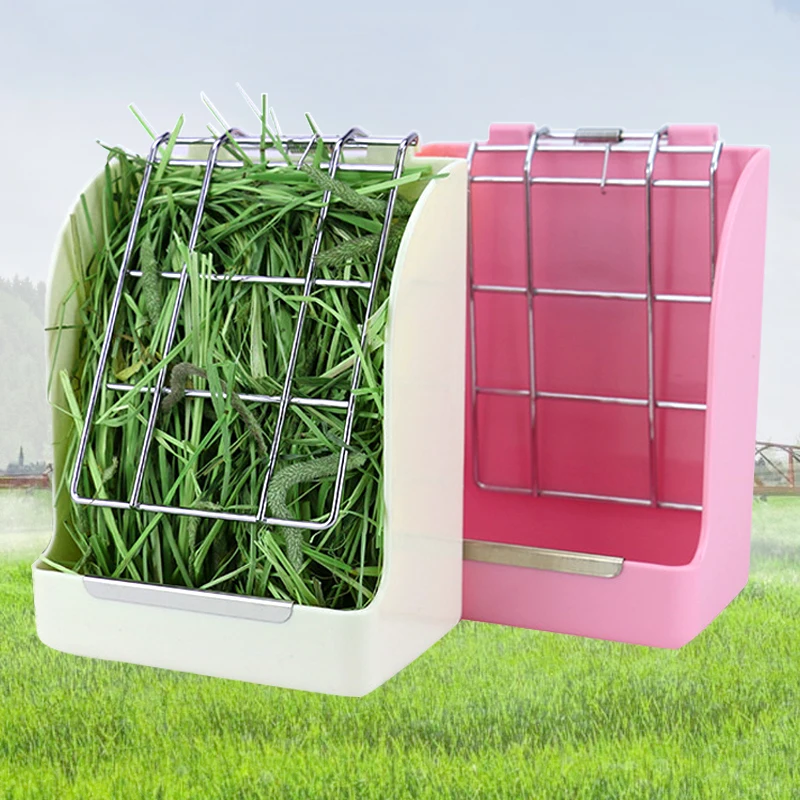 Белая/Розовая кормушка с кроличьей травой клетка для маленьких животных морская