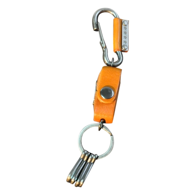 Vintage Dice Pack Cowhide Leather Keychain Metal Loop Key Ring Fob Belt Gifts Random Color