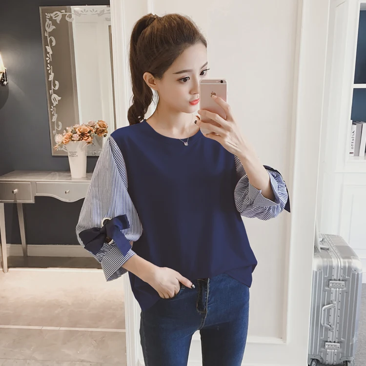 Модная футболка в Корейском стиле Повседневный свитшот из двух предметов Топы с