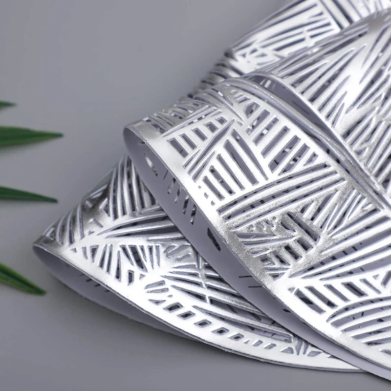 Круглые столовые приборы с серебряными бамбуковыми листьями для обеденного