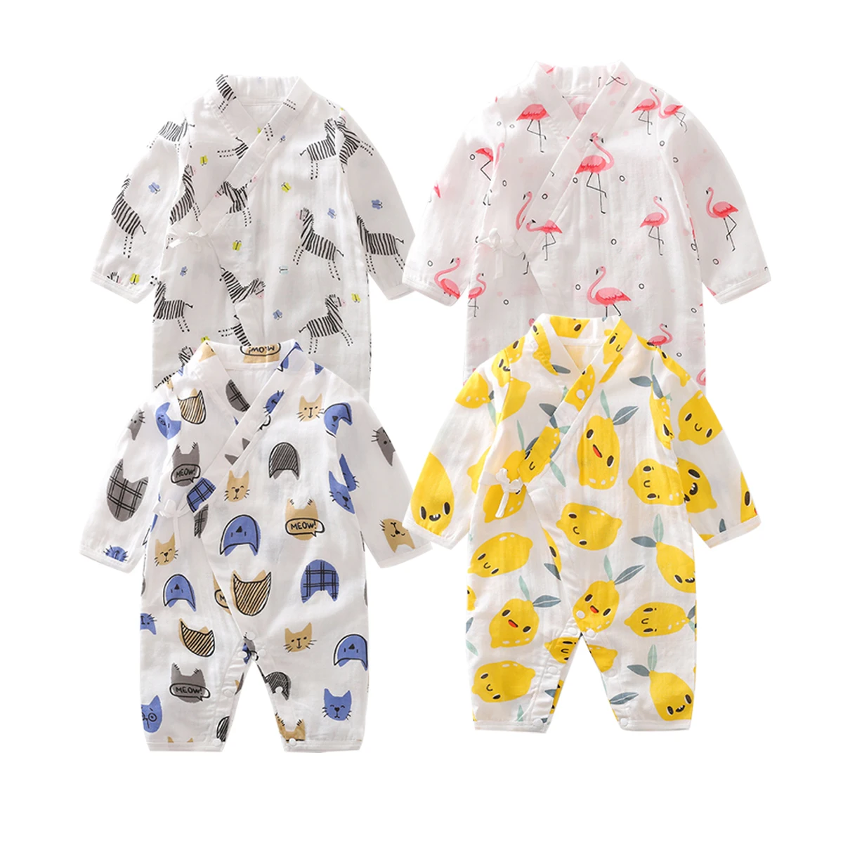 

YiErYing Kimono Robe Newborn Cotton Yarn Robe Baby Romper Infant Japanese Pajamas Toddler Unisex