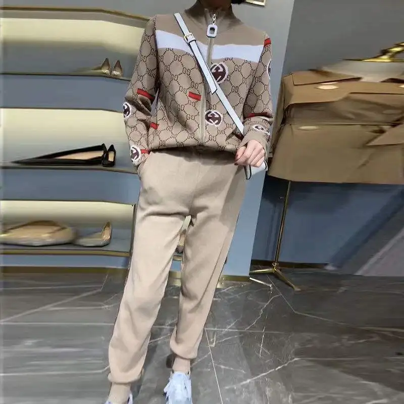 

2021 new Knitting Suit Women's New Fall Winter Fashion Fashionable Long Sleeve Jacket Skinny Pants Two-Piece Suit Fashion
