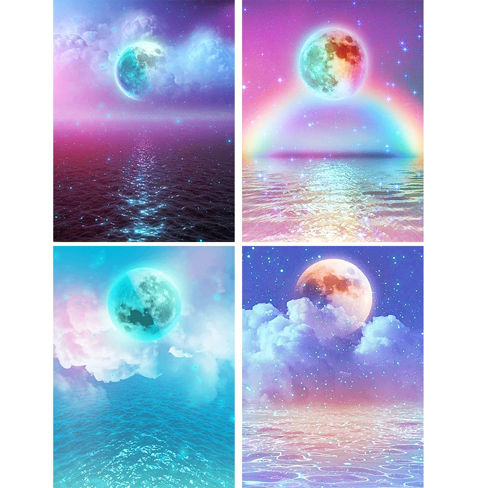 Алмазная живопись сделай сам красивая Радужная луна пейзаж 5D стразы вышивка