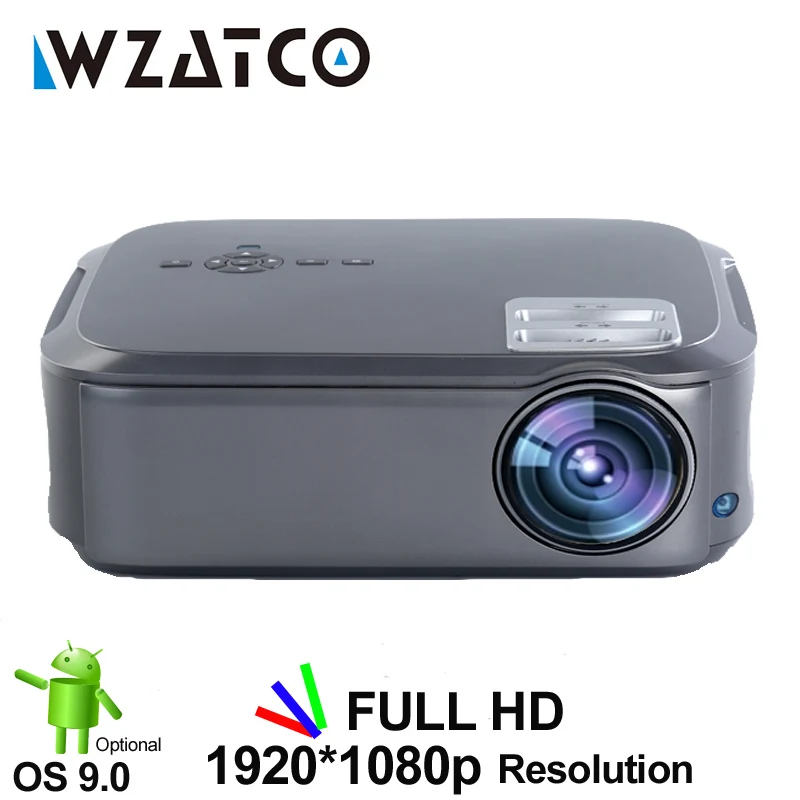 WZATCO CT58 Full HD 1920*1080P поддержка AC3 4K онлайн видео Android 9,0 Wifi Смарт видео светодиодный проектор для домашнего кинотеатра