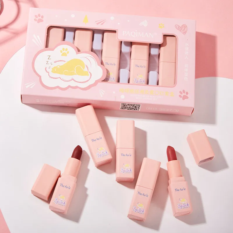 

5 Color Matte Lipstick Lip Gloss Set For Lips Makeup Long Lasting Matte Lipstick Tint For Lips Waterproof Non-stick Cup Lipgloss