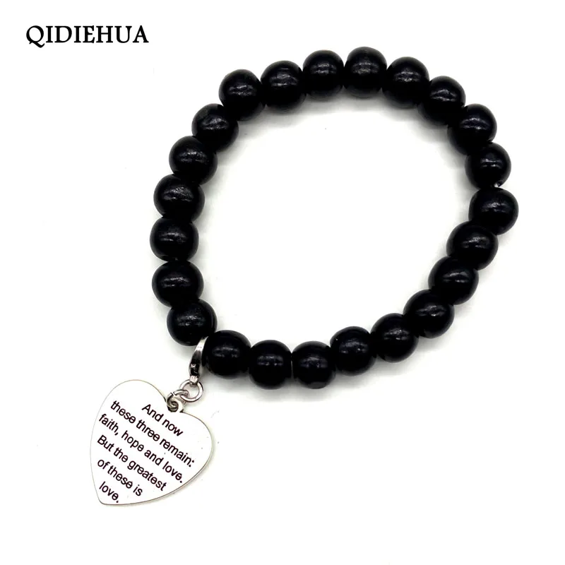 Новые браслеты с деревянными бусинами 10 мм подвеска в форме сердца аксессуары