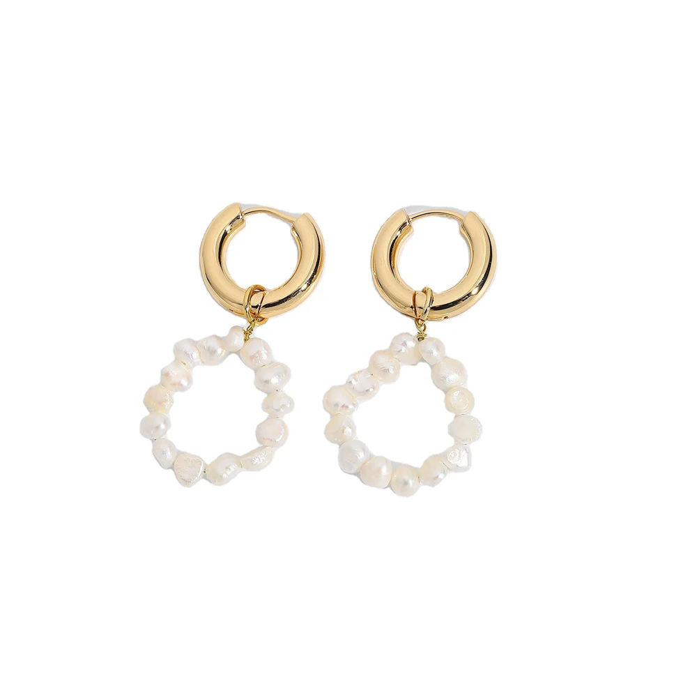 

European And American Fashion Exaggerated Baroque Pearl Earring Contracted Geometric Circular Earrings Women Jewelry Gifts