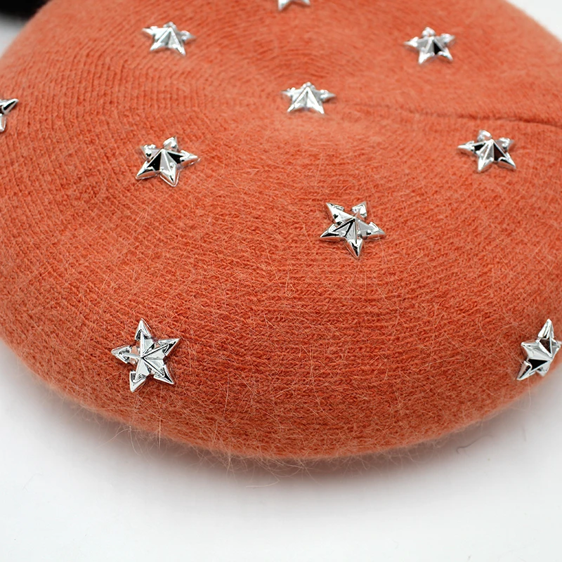 Модный новый женский берет из ангоры [Rancyword] Однотонный шапки зимняя